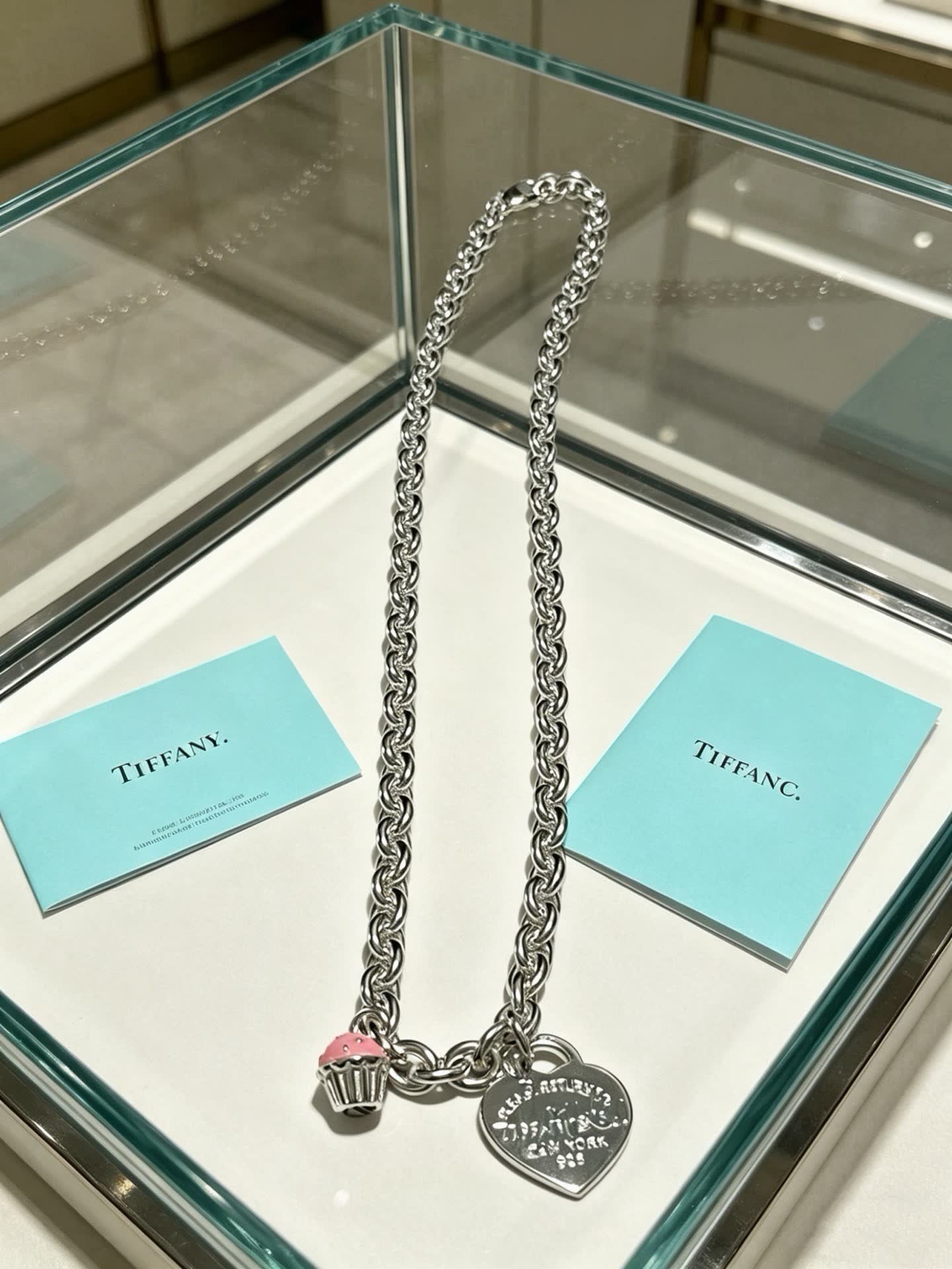 Tiffany & Co. Heart Tag Necklace with Cupcake Charm